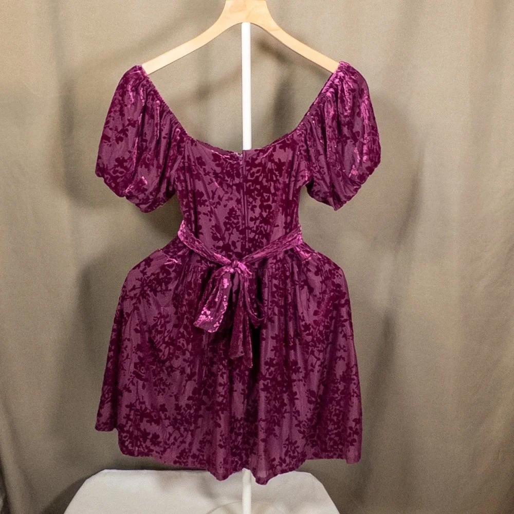 Francesca's Purple Velvet Burnout Mini Dress Size Small